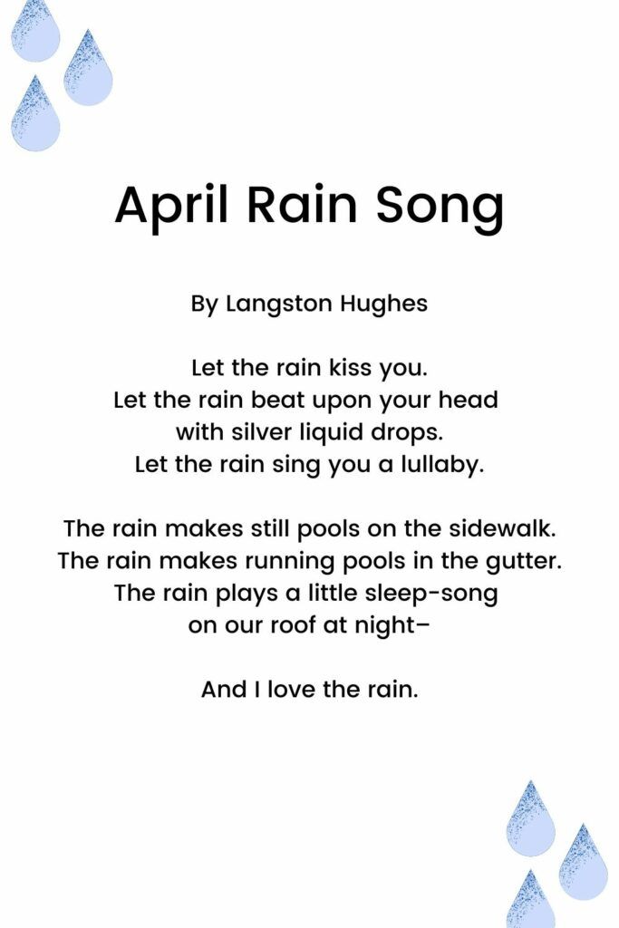 Short Spring Poems for Kids - April Rain Song by Langston Hughes