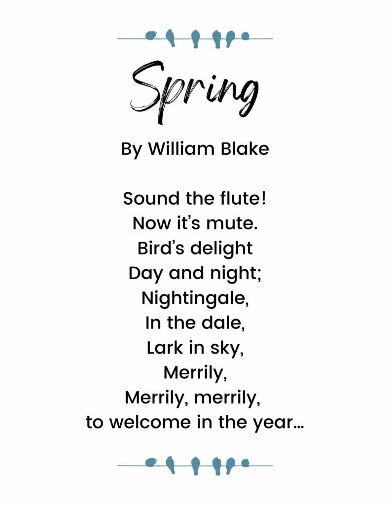 Short Spring Poems for Kids - William Blake