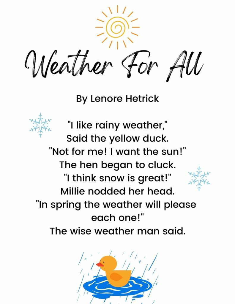 Short Spring Poems for Kids That Celebrate Nature - Weather for All by Lenore Hetrick