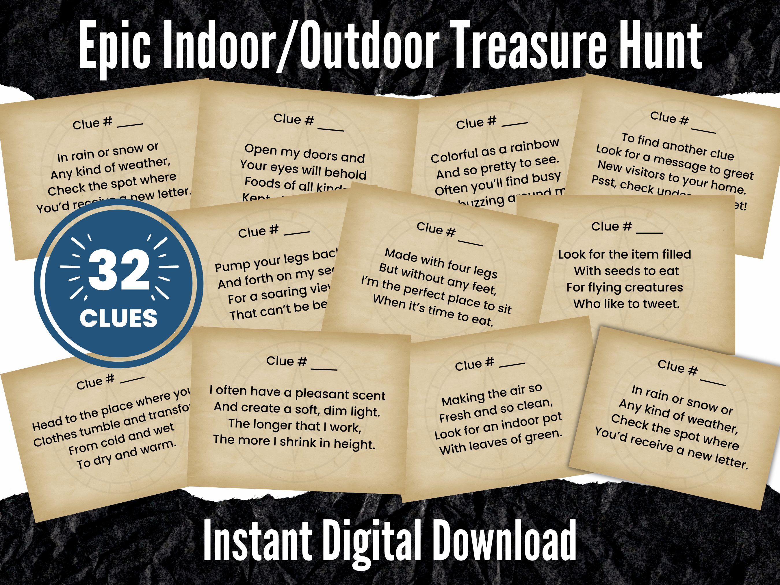 Indoor Outdoor Printable Treasure Hunt for Kids