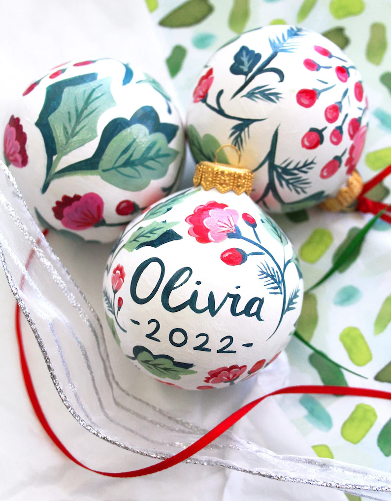 hand painted personalized Christmas ornaments for kids